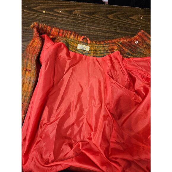 Ben Nevis Vintage Scotish Cape Mohair Wool Womens Size Large Orange Plaid - Picture 5 of 8